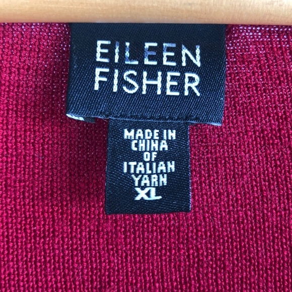 Eileen Fisher 100% Merino Wool Red Sweater with bling - Picture 6 of 7